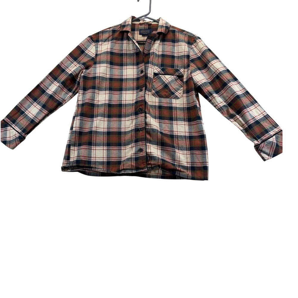 Pendleton Flannel Shirt Women XS Multi Color Plaid Button Up Cotton Long Sleeve